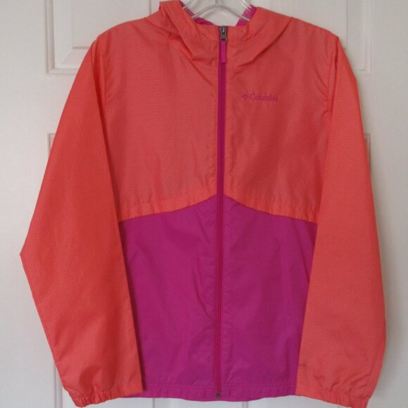 Columbia Youth L/S Hoodie Full Zip Orange over Purple Windbreaker NWOT 14-16 - Picture 1 of 3